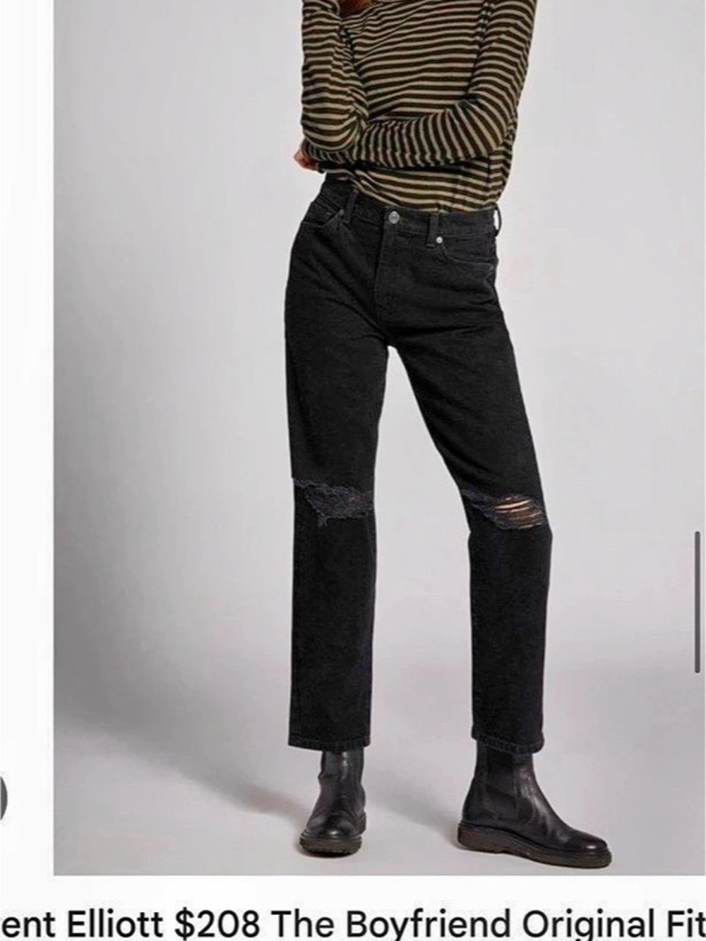 Current/Elliott The Boyfriend Original Fit Boyfriend Jeans in Black